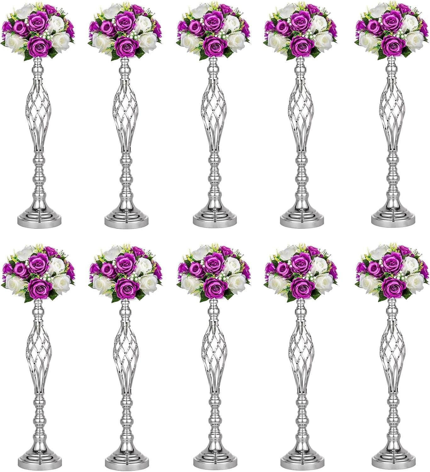 Wedding Centerpieces for Reception Tables - Twist Candleholder Stands, Flower Arrangement Vases, Metal Road-Leading Home Decor