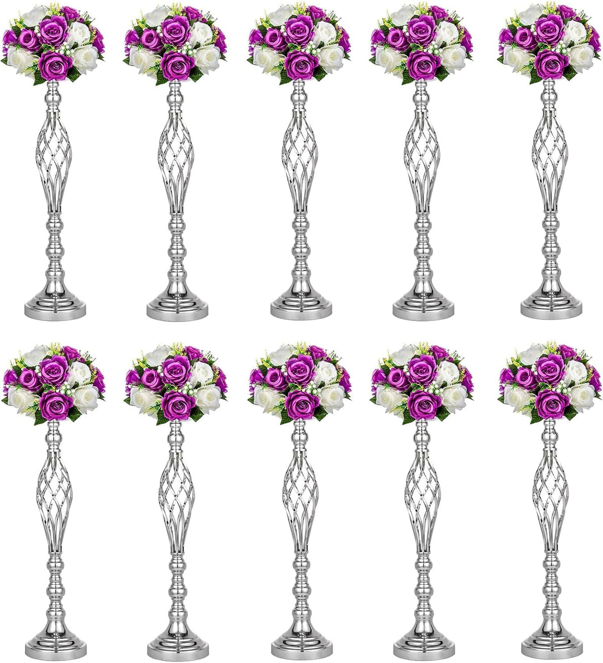 Wedding Centerpieces for Reception Tables - Twist Candleholder Stands, Flower Arrangement Vases, Metal Road-Leading Home Decor