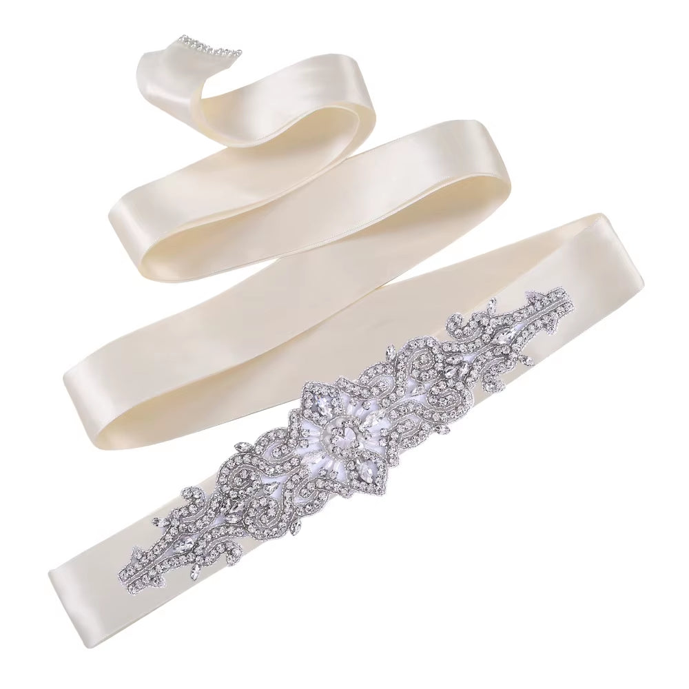 S26 Luxury Rhinestones Wedding Dresses Belt Women Crystal Applique Decoration Sparkly for Bride Waistband Bridal Sash