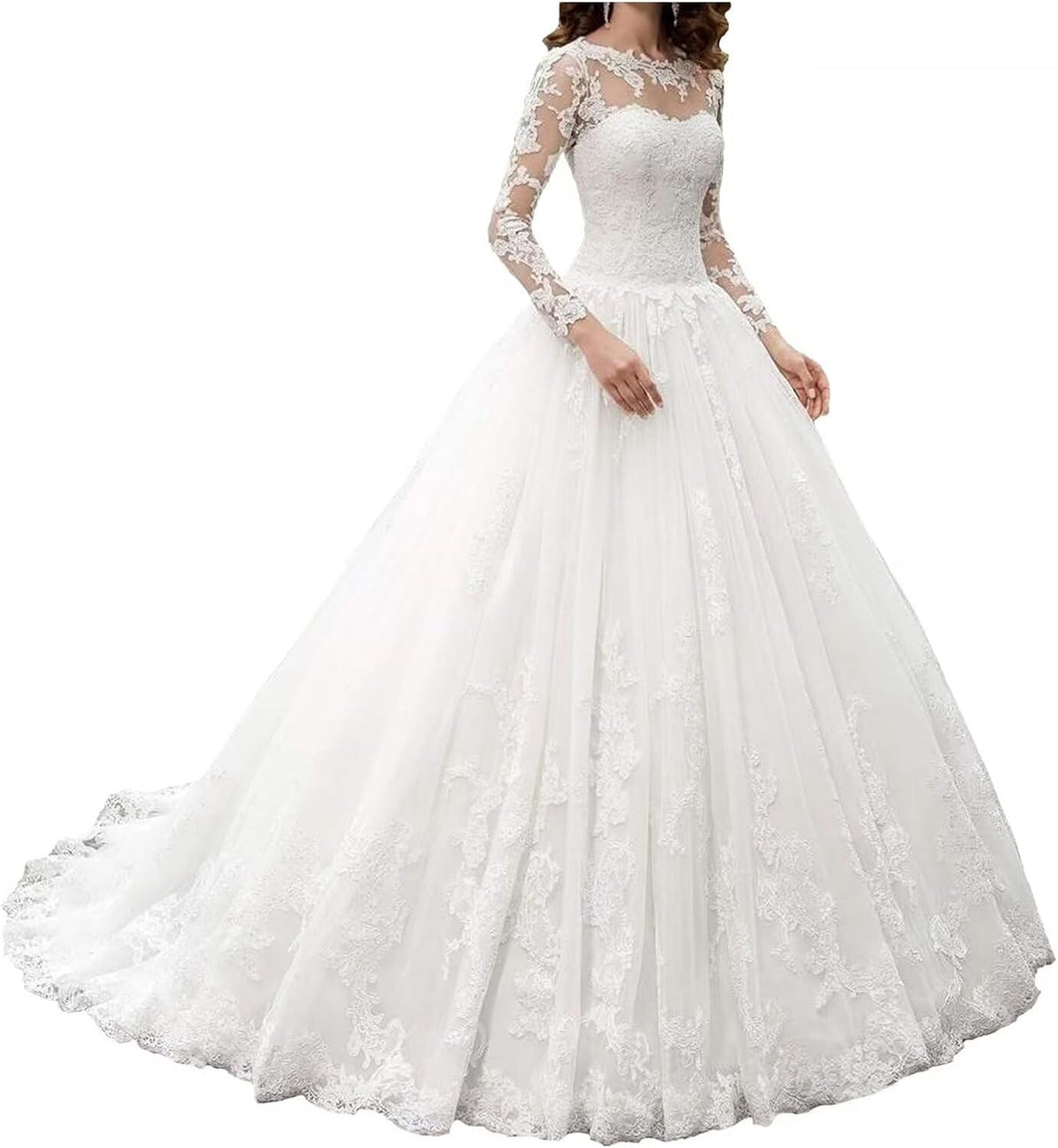 Long Sleeves Wedding Dresses for Bride 2025 Boho Beach A-Line Appliques Lace Bridal Ball Gowns with Train