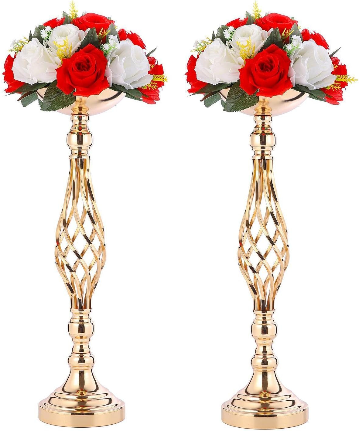 Wedding Centerpieces for Reception Tables - Twist Candleholder Stands, Flower Arrangement Vases, Metal Road-Leading Home Decor