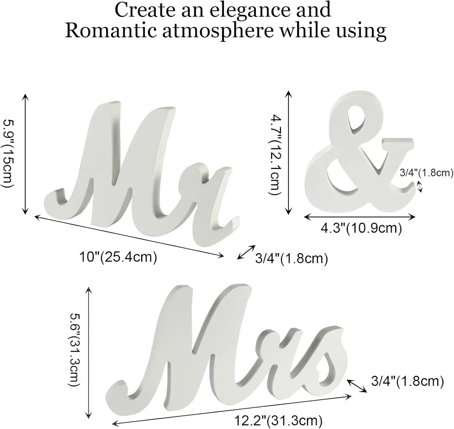Wedding Decorations, Mr & Mrs Sign Wooden for Letters Wedding Table, Bride & Groom Married Couple Wedding Decorations