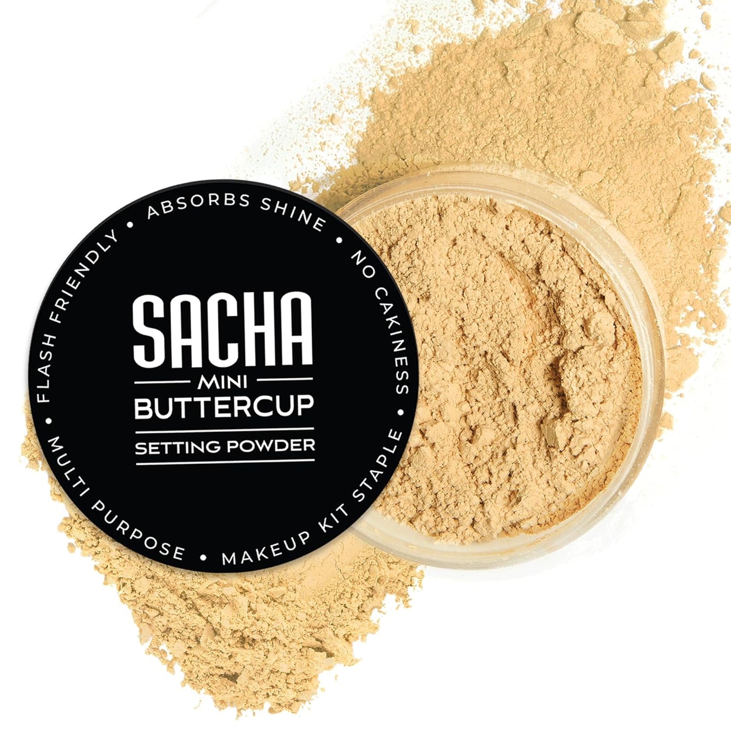 Sacha BUTTERCUP Setting Powder. No Ashy Flashback. Blurs Fine Lines and Pores. Loose, Translucent Face Powder to Set Makeup Foundation or Concealer. for Medium to Dark Skin Tones, 1.75 Oz.