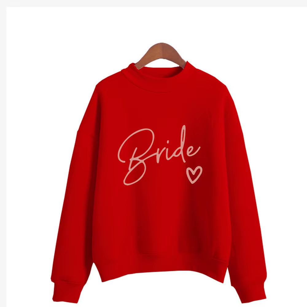 Women'S Bride Team BRIDE Printed Sweatshirt Sweet round Neck Pullover Thick Autumn