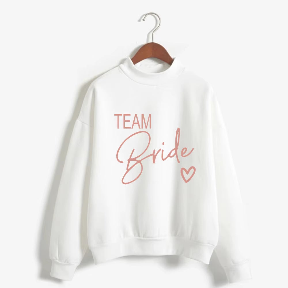 Women'S Bride Team BRIDE Printed Sweatshirt Sweet round Neck Pullover Thick Autumn