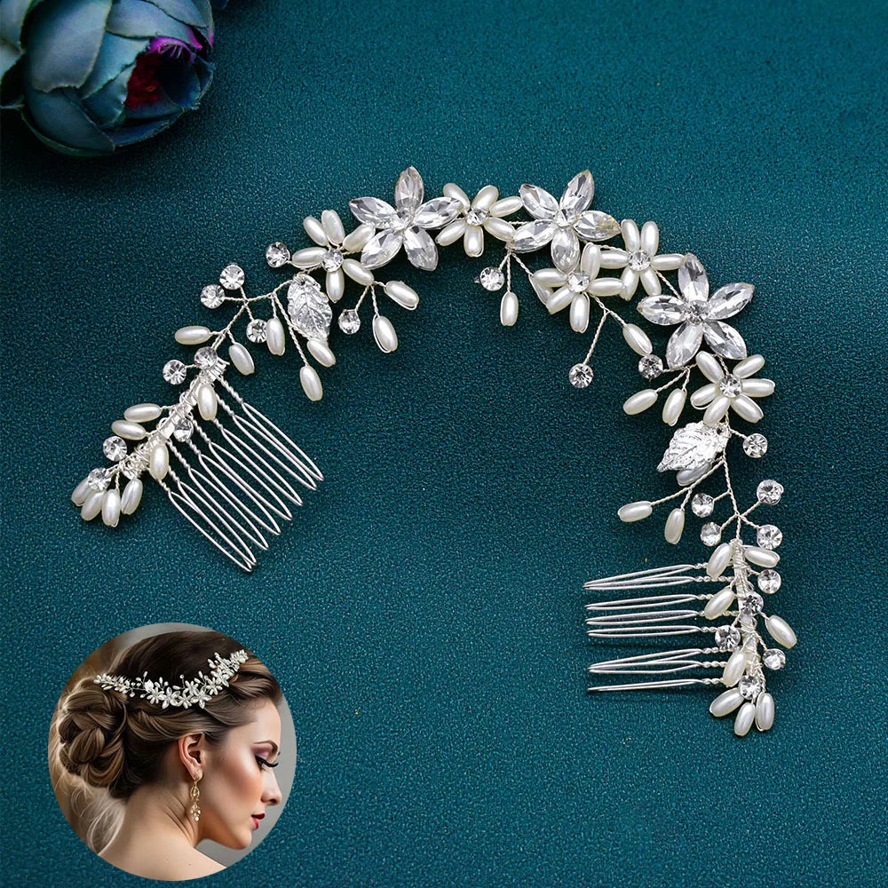 DZ061 Fashion Bride Headpiece Zircon Wedding Comb with Cubic Luxury Barrettes Hairband Wedding Hair Accessories Bridal Crowns
