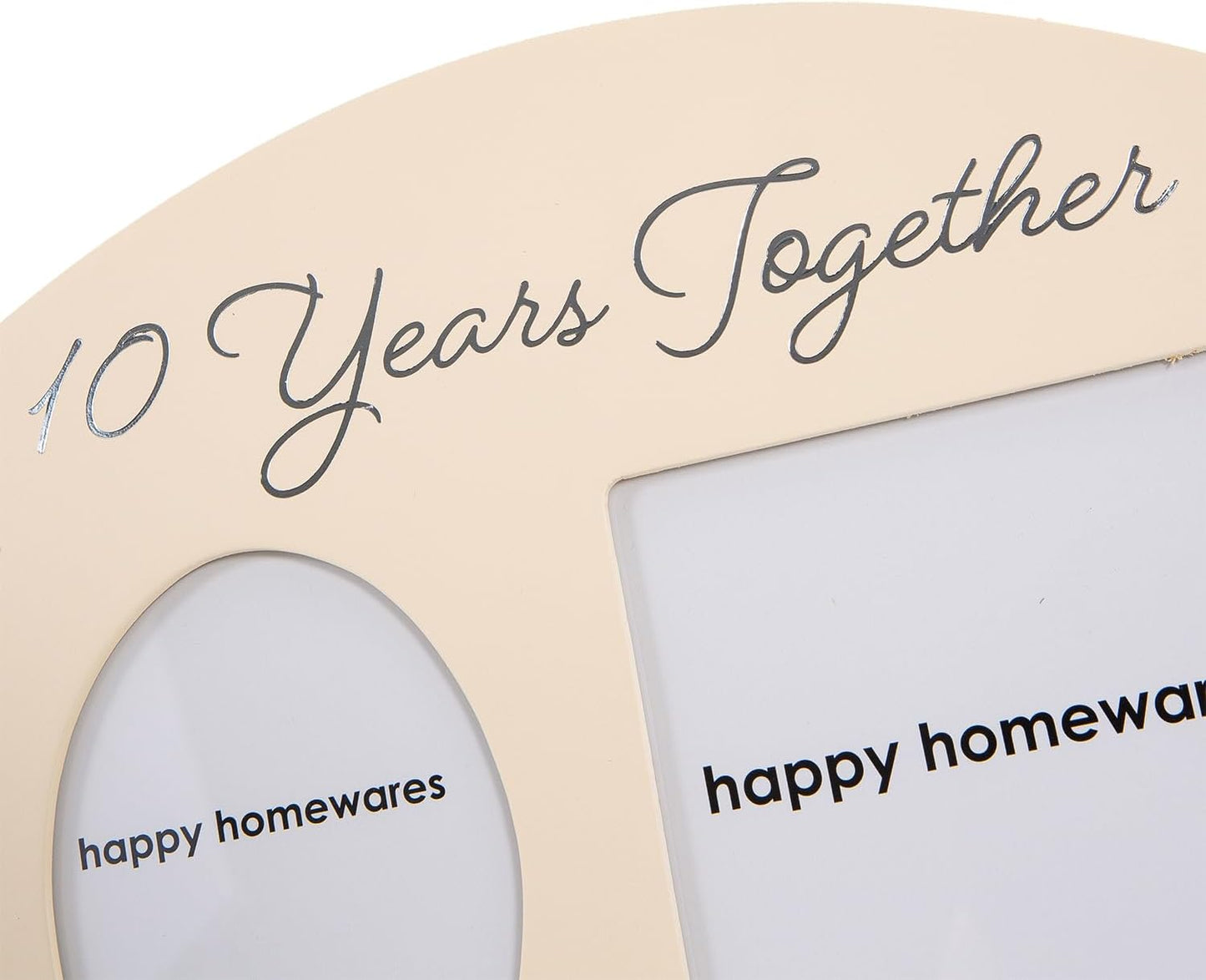 Contemporary 10 Years Together Then and Now Tin Anniversary Light Beige Frame with Double Silver Rings | Beautiful 10Th Anniversary Picture Frame
