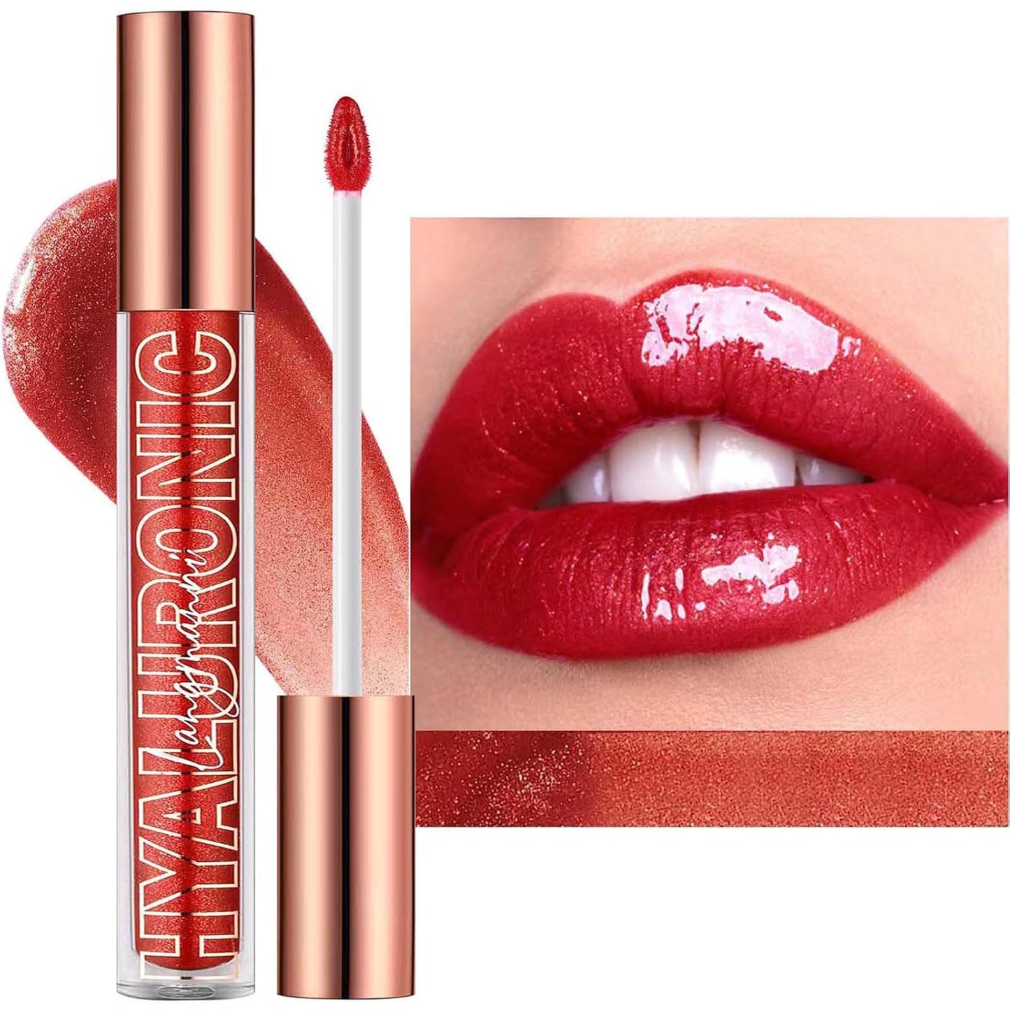 Nude Brown Lip Gloss Plumping Glitter Lip Gloss for Girls Women Lip Plumping Tinted Lipgloss High Pigment Plumper Long Lasting Moisturizing Lip Gloss Oil Shimmer Natural Lipstick Lip Liner(02#)