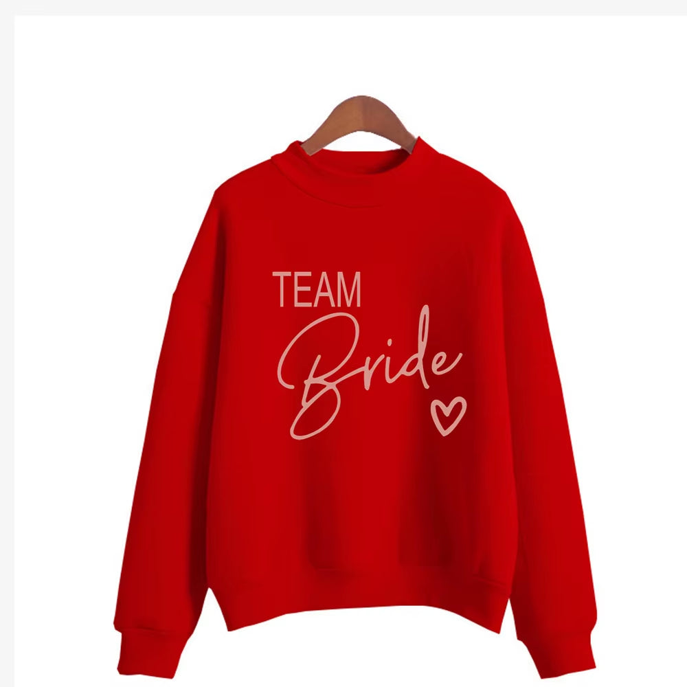 Women'S Bride Team BRIDE Printed Sweatshirt Sweet round Neck Pullover Thick Autumn