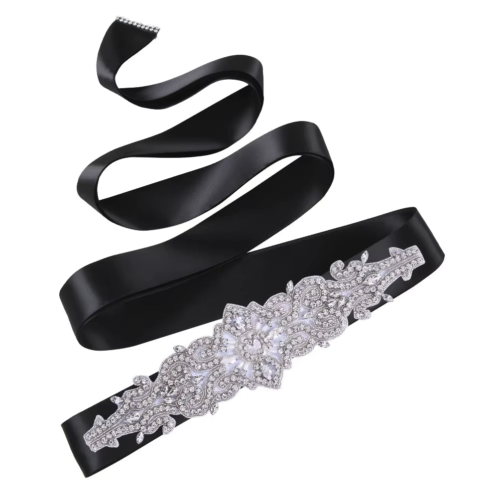 S26 Luxury Rhinestones Wedding Dresses Belt Women Crystal Applique Decoration Sparkly for Bride Waistband Bridal Sash