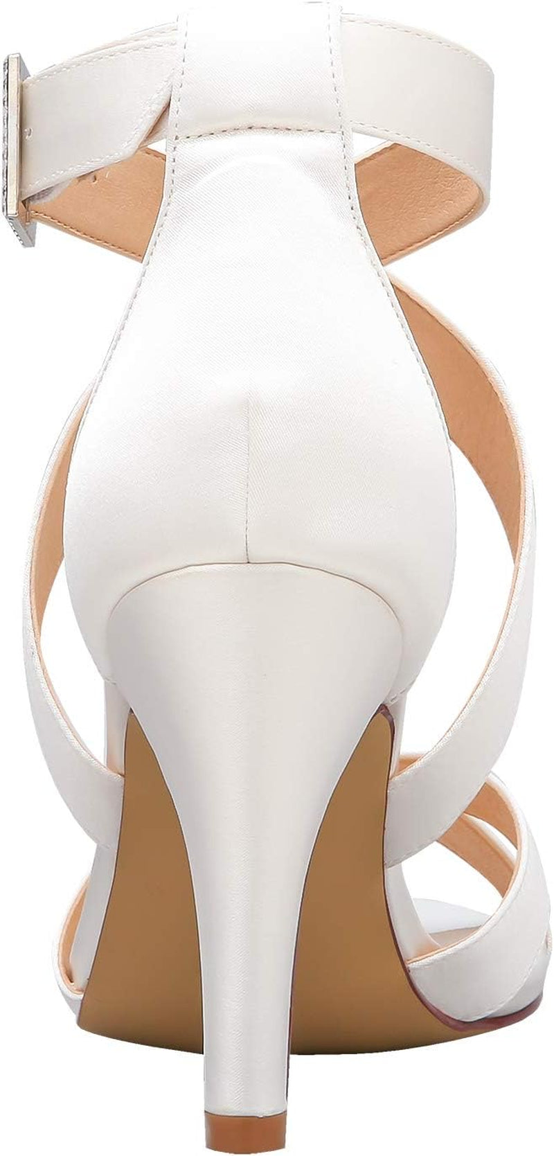 Women High Heel Shoes Open Toe Cross Strap Satin Wedding Dress Sandals