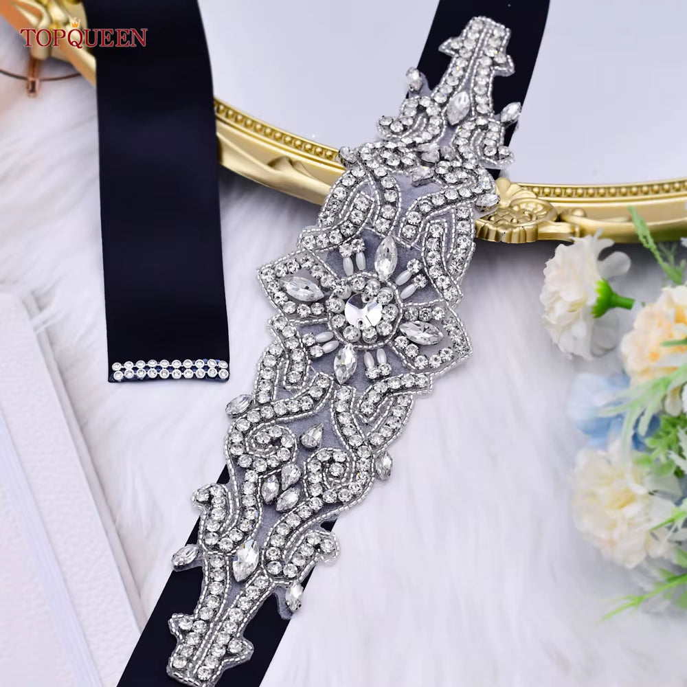 S26 Luxury Rhinestones Wedding Dresses Belt Women Crystal Applique Decoration Sparkly for Bride Waistband Bridal Sash