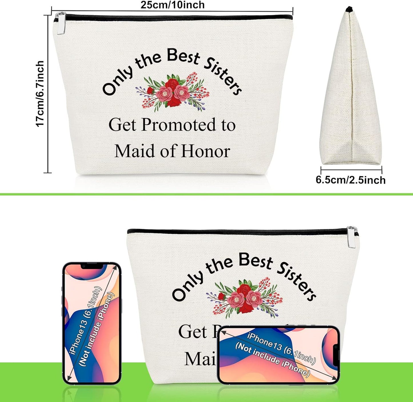 Maid of Honor Gifts for Sister Bridesmaid Makeup Bag Wedding Bridesmaid Gifts for Sister in Law Matron of Honor Proposal Gifts Cosmetic Bag Bridal Shower Gifts for Sister Friendship Gift Makeup Pouch