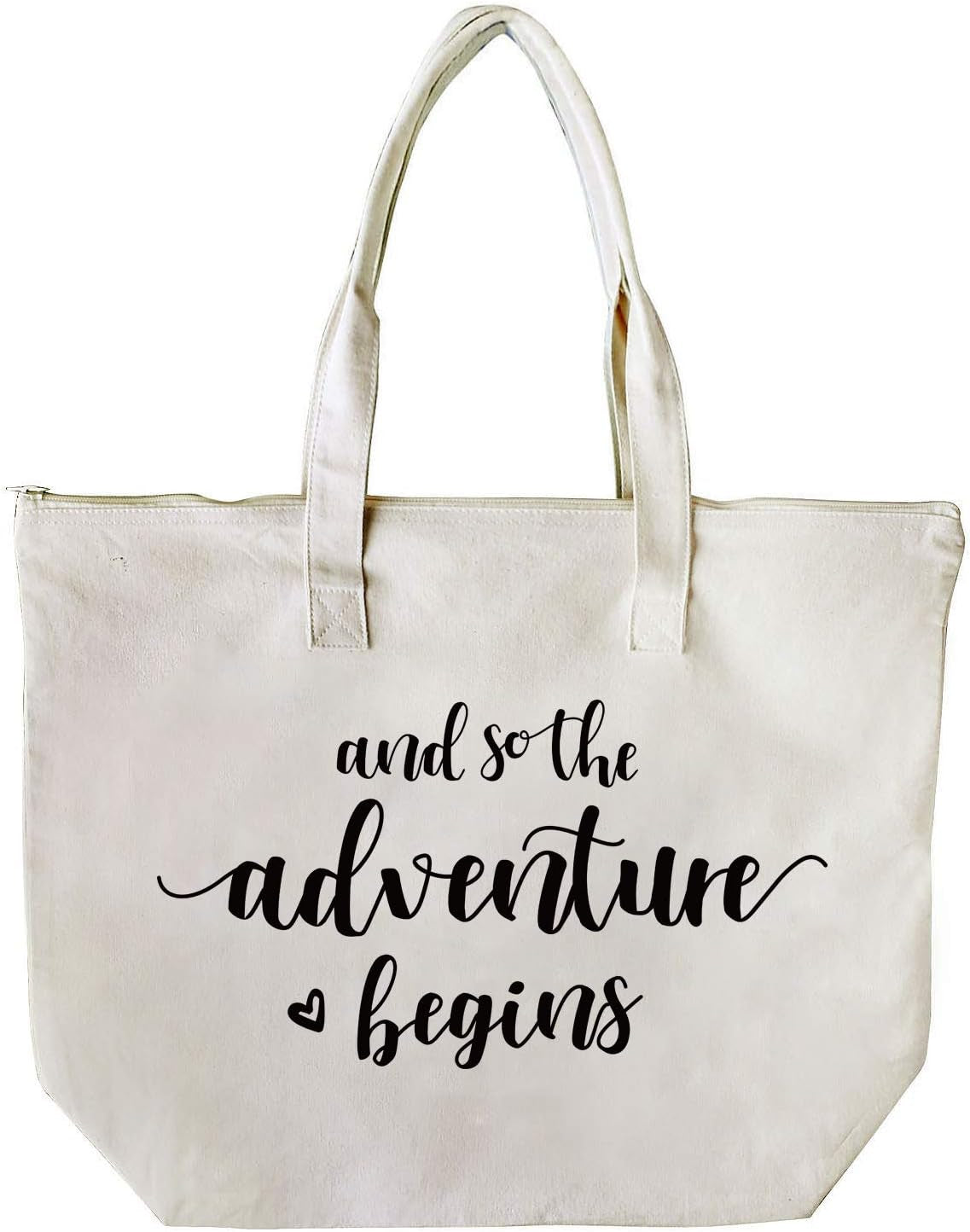 Bridal Shower Gifts for Bride Bag Bride to Be Gifts Honeymoon Wedding Engagement Graduation Present and so the Adventure Begins Tote with Zipper and Pocket Canvas