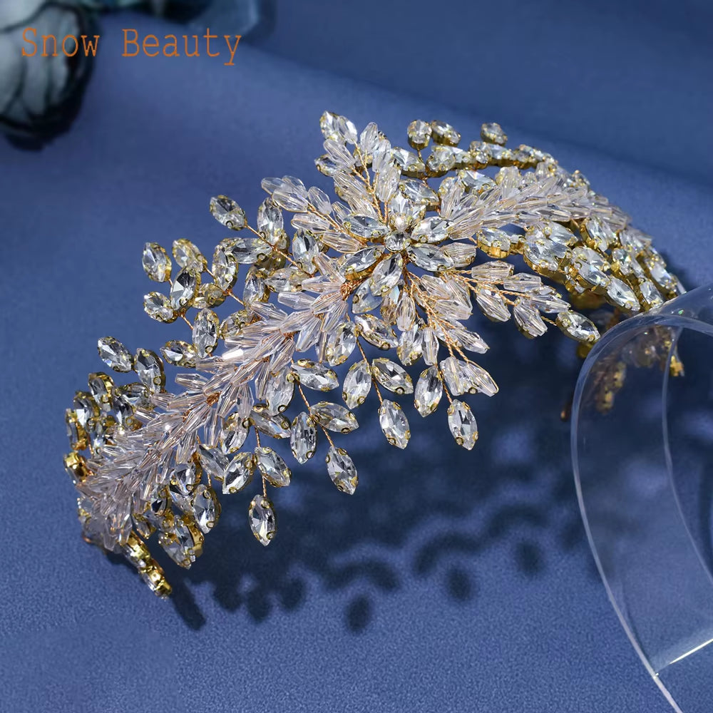 A315 Crystal Bridal Headdress Design Headpiece for Women Tiaras Wedding Headbands Pageant Prom Wedding Hair Jewelry Queen Crown