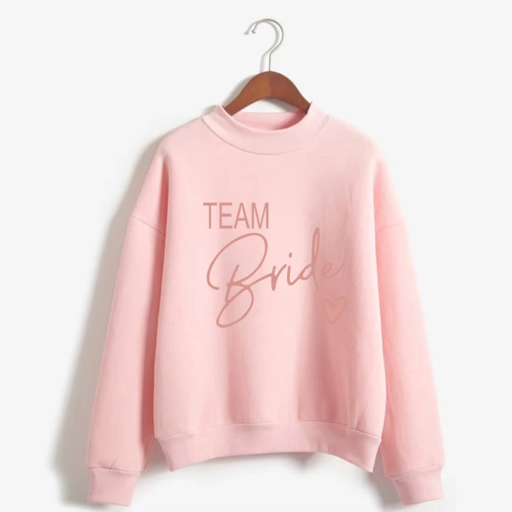 Women'S Bride Team BRIDE Printed Sweatshirt Sweet round Neck Pullover Thick Autumn