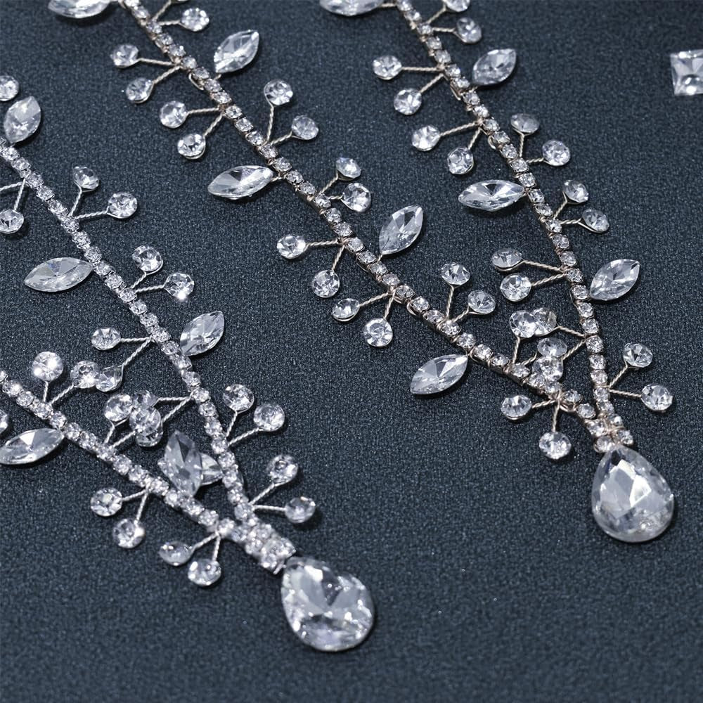 Wedding Hair Accessories for Brides, Rhinestone Forehead Headpiece, Rhinestone Bridal Headband Bridal Headpieces for Wedding (Silver)