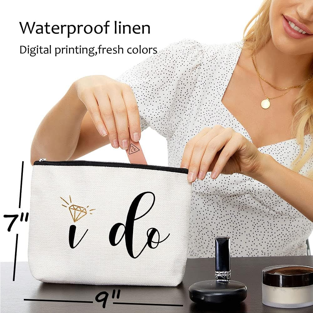 Engagement Gifts for Her,Bridal Shower Gifts-I Do-Bride Gifts,Makeup Bag Make up Pouch Bride to Be Gift Wedding Vows(Makeup Bag-I Do)