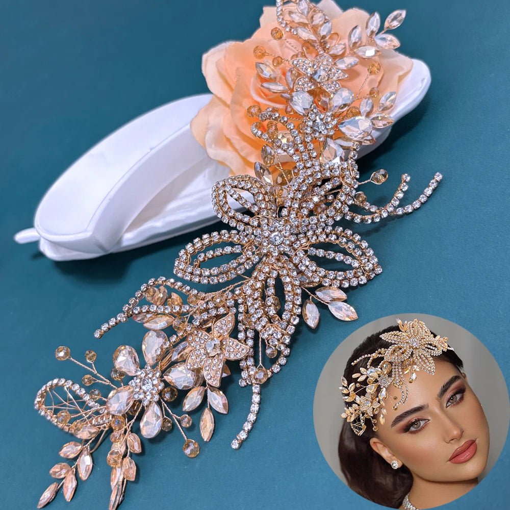 A315 Crystal Bridal Headdress Design Headpiece for Women Tiaras Wedding Headbands Pageant Prom Wedding Hair Jewelry Queen Crown