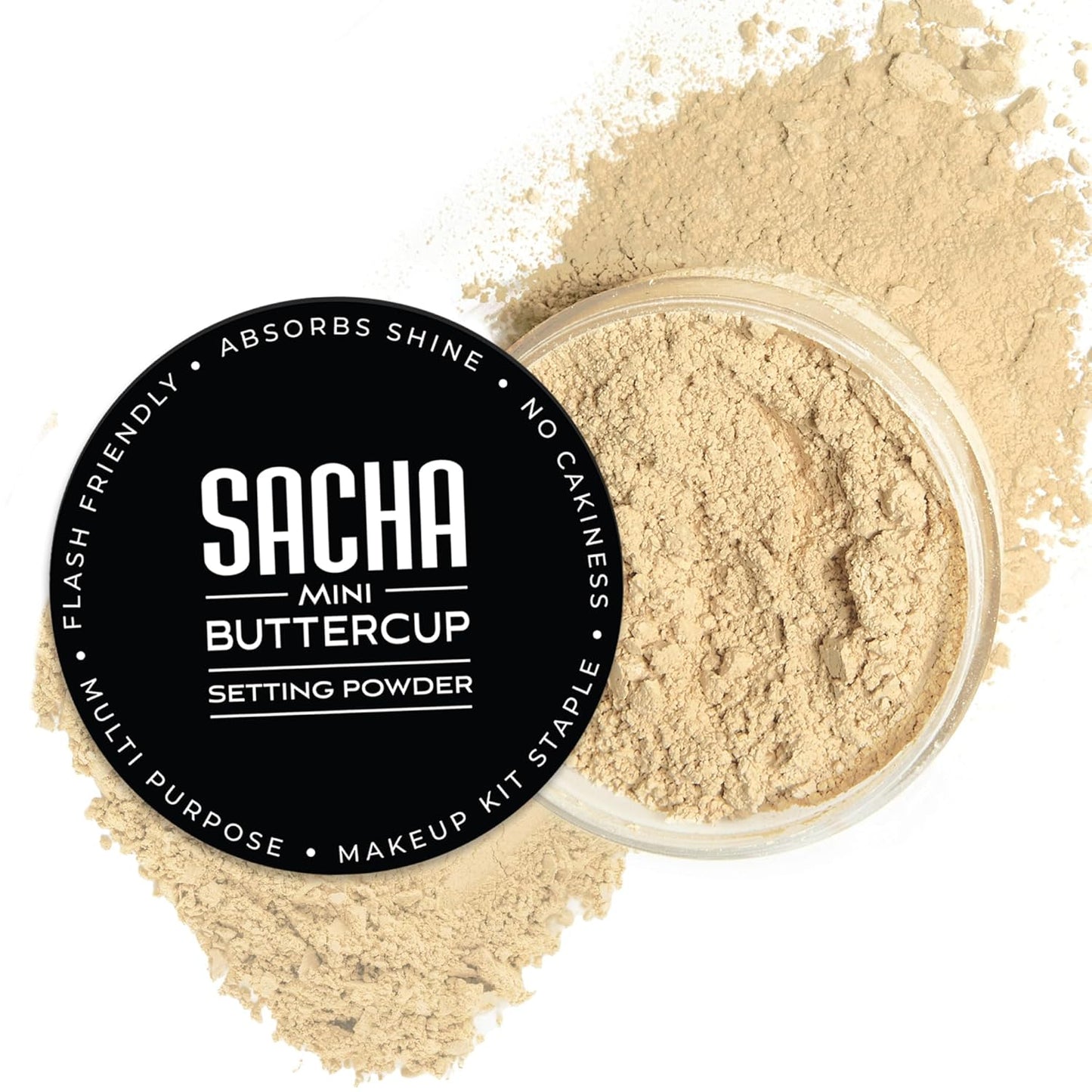 Sacha BUTTERCUP Setting Powder. No Ashy Flashback. Blurs Fine Lines and Pores. Loose, Translucent Face Powder to Set Makeup Foundation or Concealer. for Medium to Dark Skin Tones, 1.75 Oz.
