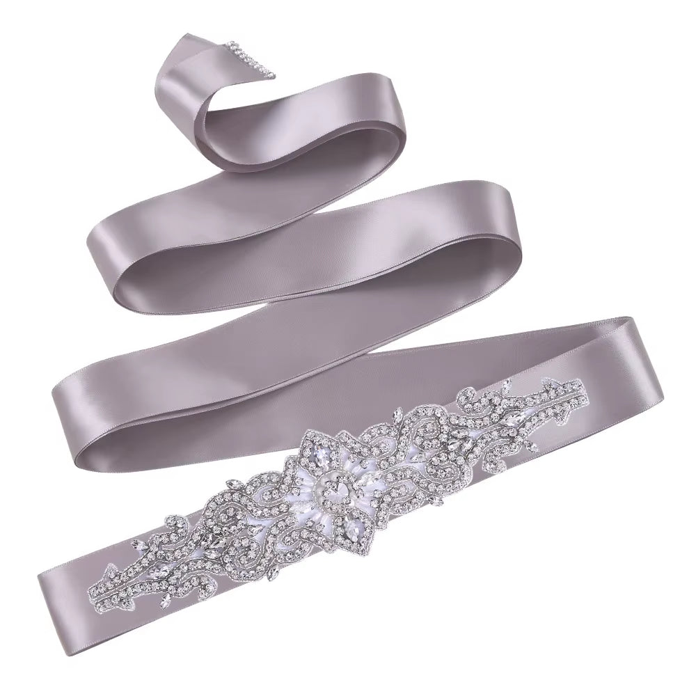 S26 Luxury Rhinestones Wedding Dresses Belt Women Crystal Applique Decoration Sparkly for Bride Waistband Bridal Sash
