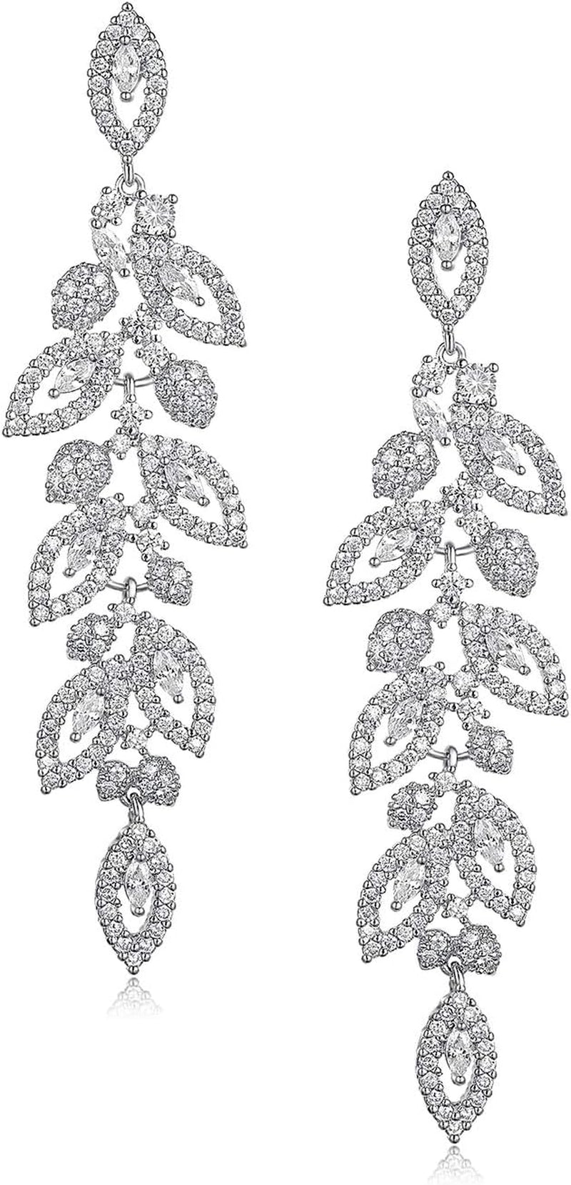 Wedding Bridal Chandelier Earrings, Crystal Rhinestone Drop Dangle Earrings for Women Brides