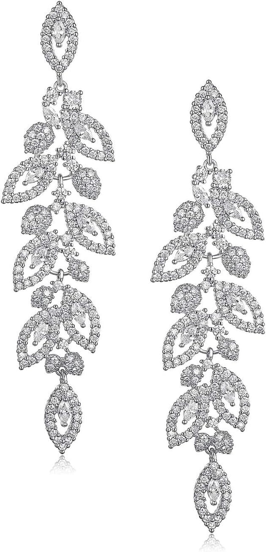Wedding Bridal Chandelier Earrings, Crystal Rhinestone Drop Dangle Earrings for Women Brides