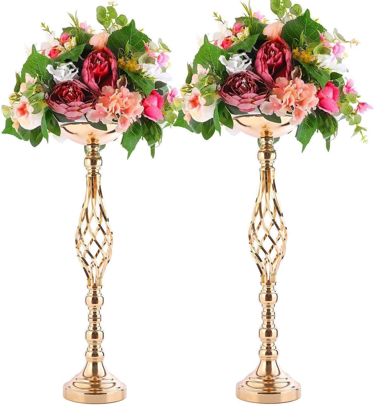 Wedding Centerpieces for Reception Tables - Twist Candleholder Stands, Flower Arrangement Vases, Metal Road-Leading Home Decor