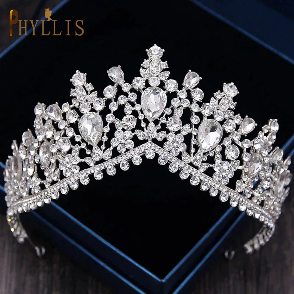 A213 Zircon Wedding round Crown Luxury Diadem Headband Rhinestone Headpiece Bridal Headwear King Tiaras Princess Hair Jewerly