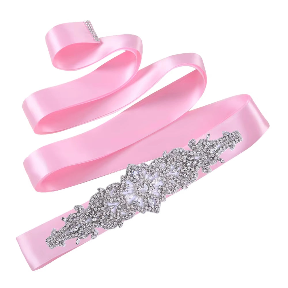 S26 Luxury Rhinestones Wedding Dresses Belt Women Crystal Applique Decoration Sparkly for Bride Waistband Bridal Sash