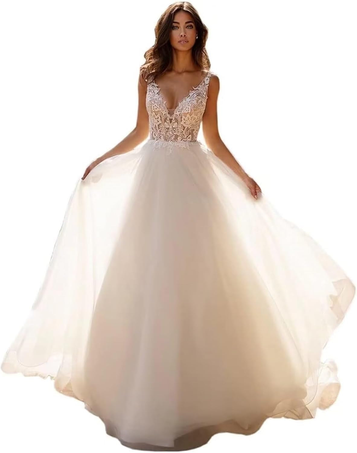 Long Sleeves Wedding Dresses for Bride 2025 Boho Beach A-Line Appliques Lace Bridal Ball Gowns with Train