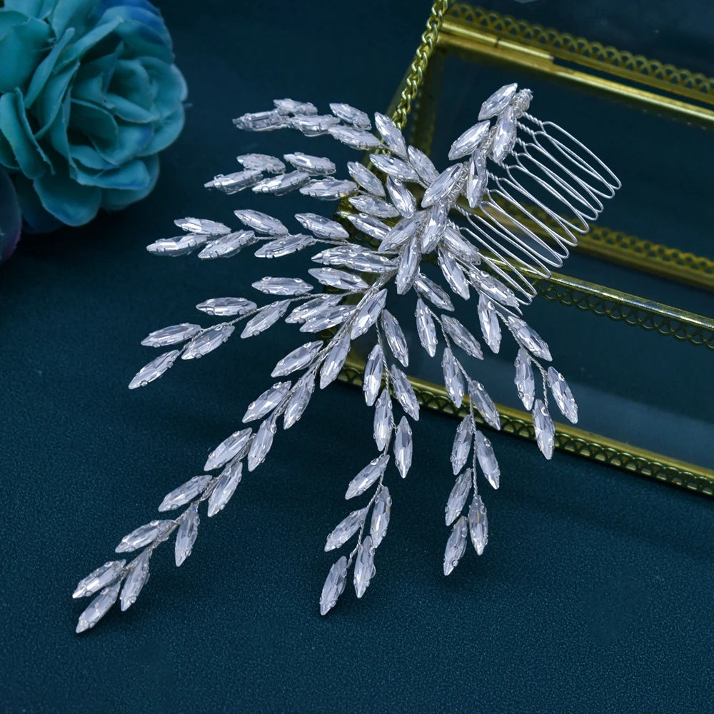 DZ061 Fashion Bride Headpiece Zircon Wedding Comb with Cubic Luxury Barrettes Hairband Wedding Hair Accessories Bridal Crowns