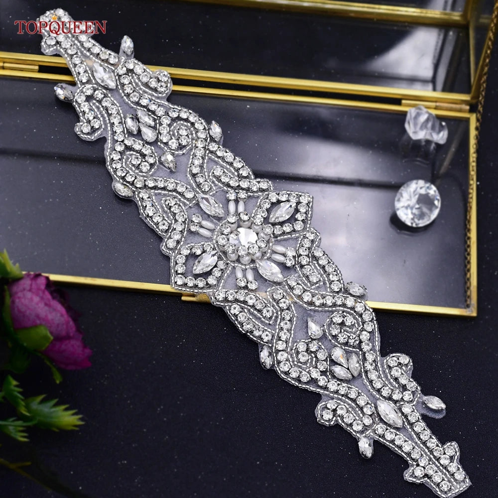 S26 Luxury Rhinestones Wedding Dresses Belt Women Crystal Applique Decoration Sparkly for Bride Waistband Bridal Sash