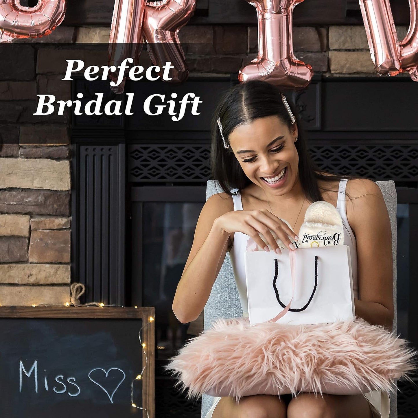 Women’S Bridesmaid Slippers Bride Slippers for Wedding Day Bride Gifts for Her Engagement Gifts for Women Wedding Slippers Bridal Shower Gifts for Bride to Be Gifts for Her