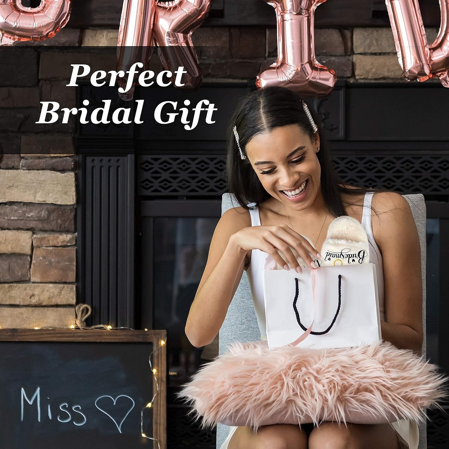 Women’S Bridesmaid Slippers Bride Slippers for Wedding Day Bride Gifts for Her Engagement Gifts for Women Wedding Slippers Bridal Shower Gifts for Bride to Be Gifts for Her