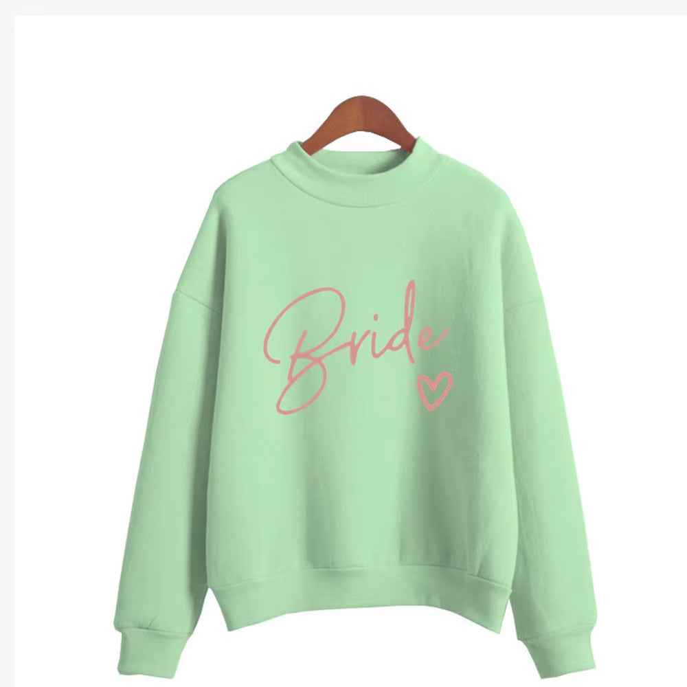 Women'S Bride Team BRIDE Printed Sweatshirt Sweet round Neck Pullover Thick Autumn