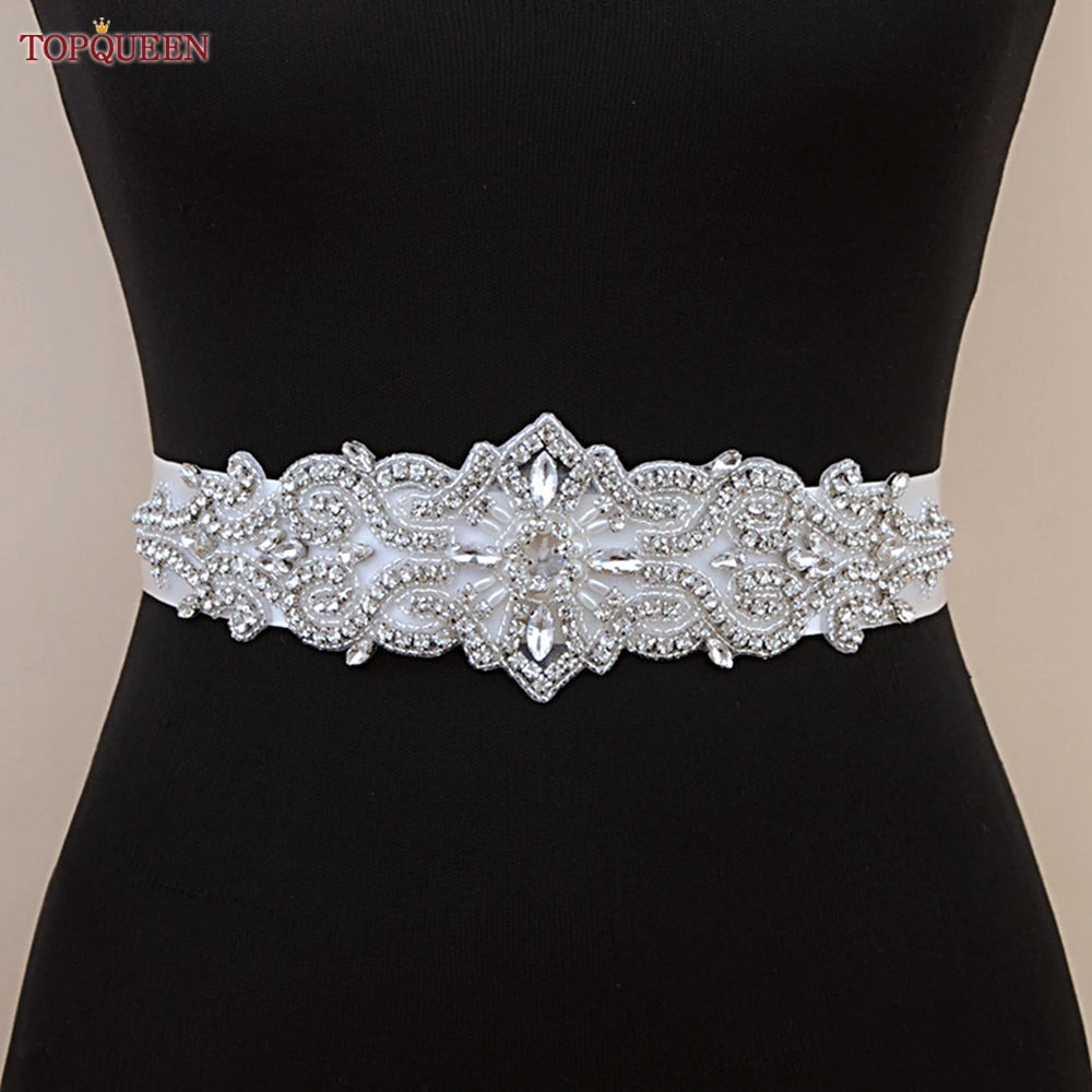 S26 Luxury Rhinestones Wedding Dresses Belt Women Crystal Applique Decoration Sparkly for Bride Waistband Bridal Sash
