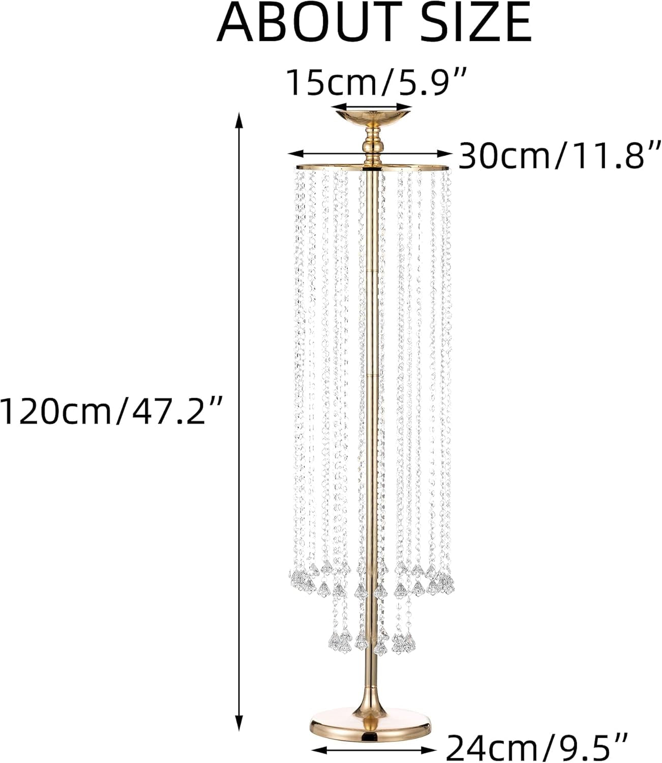 2 Pcs 47.2" Tall Large Gold Vases for Centerpieces Crystal Flower Stand for Wedding Centerpieces, Gold Flower Vase for Quinceanera Decorations Flower Centerpieces for Wedding Aisle Decorations Stands