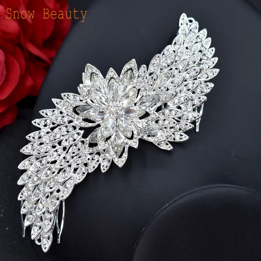DZ061 Fashion Bride Headpiece Zircon Wedding Comb with Cubic Luxury Barrettes Hairband Wedding Hair Accessories Bridal Crowns