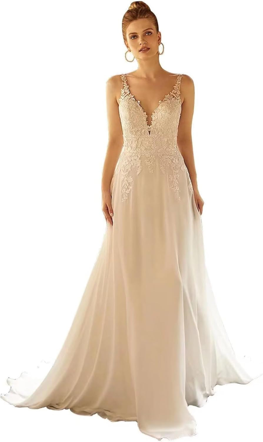 Long Sleeves Wedding Dresses for Bride 2025 Boho Beach A-Line Appliques Lace Bridal Ball Gowns with Train