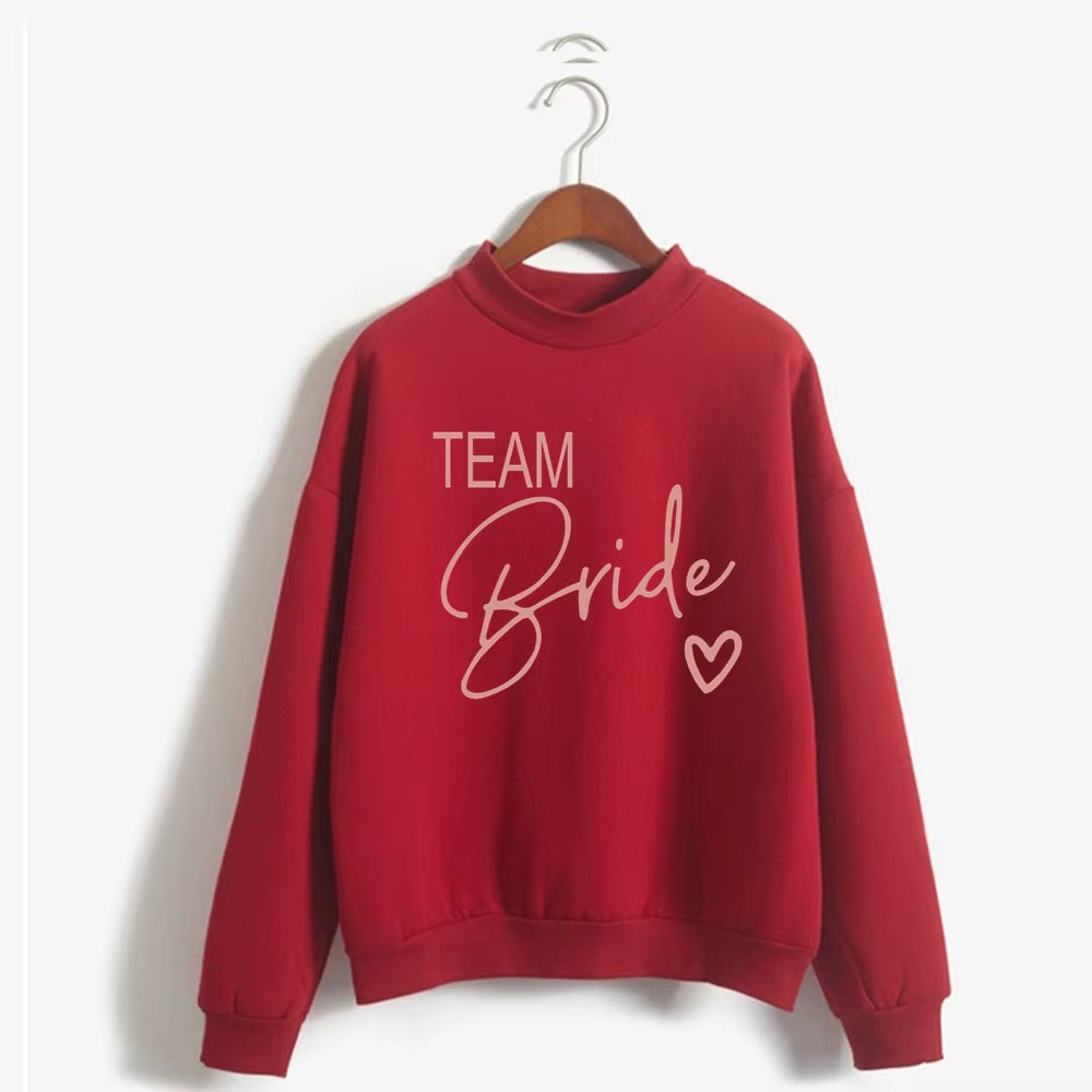 Women'S Bride Team BRIDE Printed Sweatshirt Sweet round Neck Pullover Thick Autumn