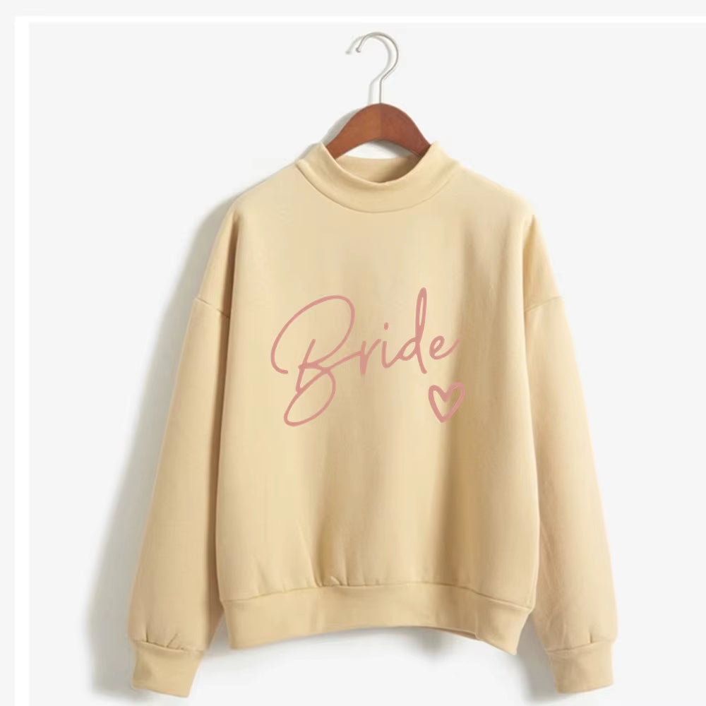 Women'S Bride Team BRIDE Printed Sweatshirt Sweet round Neck Pullover Thick Autumn