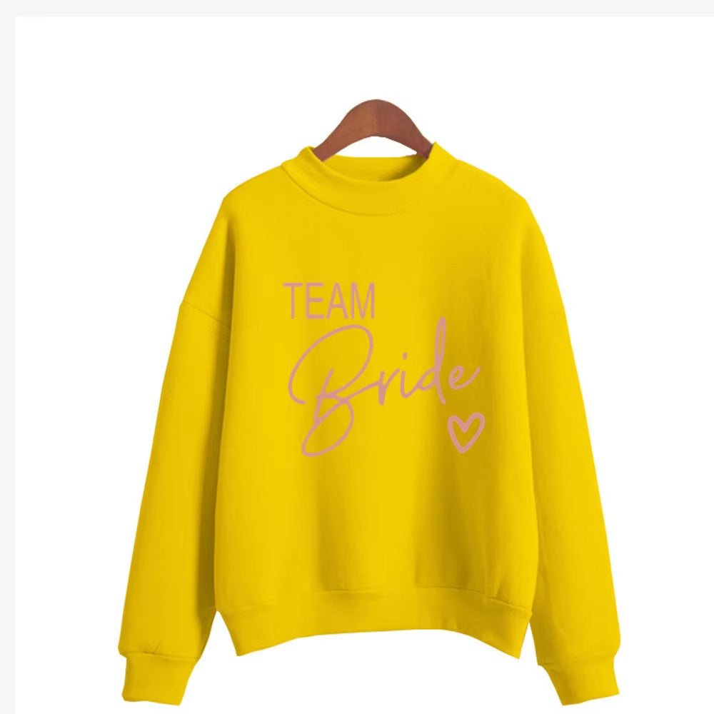 Women'S Bride Team BRIDE Printed Sweatshirt Sweet round Neck Pullover Thick Autumn
