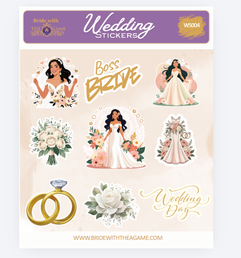 Amor y Elegancia Wedding Sticker Sheet WS004 Bride with The A Game