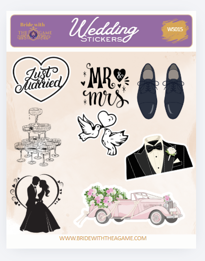 Just Married! Wedding Sticker Sheet WS015 Bride with The A Game