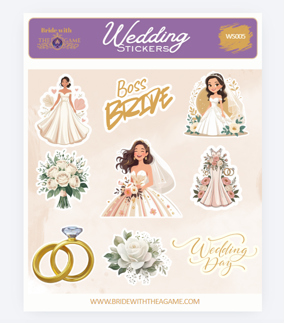 Purely in Love Wedding Sticker Sheet WS005 Bride with The A Game