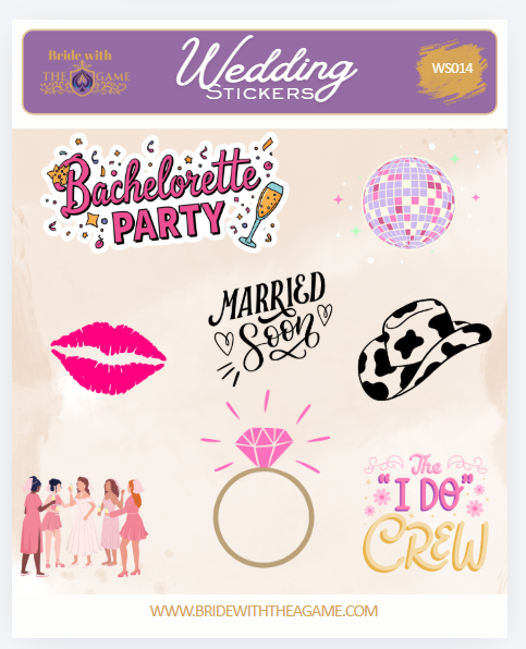 Bachelorette Party! Wedding Sticker Sheet WS014 Bride with The A Game