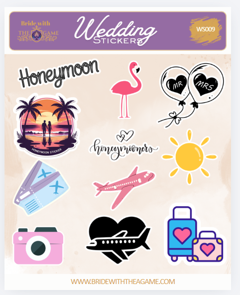 Honeymoon! Wedding Sticker Sheet WS009 Bride with The A Game