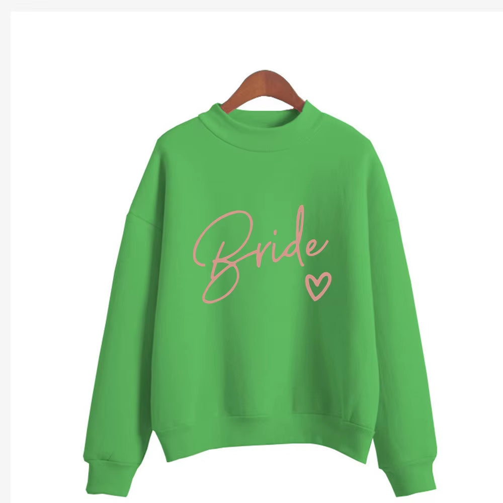 Women'S Bride Team BRIDE Printed Sweatshirt Sweet round Neck Pullover Thick Autumn