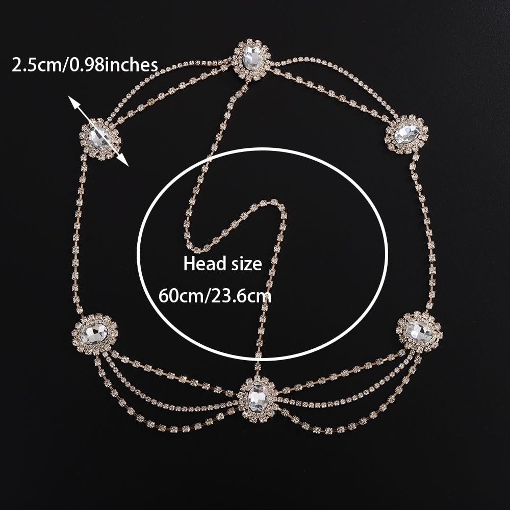 Women Dainty Bohemian Rhinestones Head Chain Hair Accessories for Bridal